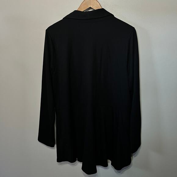 LOGO Lounge Jacket Black One Button Comfy Knit Slinky Soft A380821 Office 1X - Picture 4 of 7